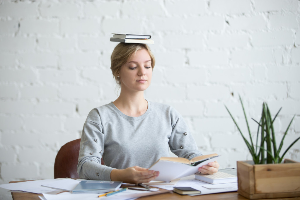 woman training her posture