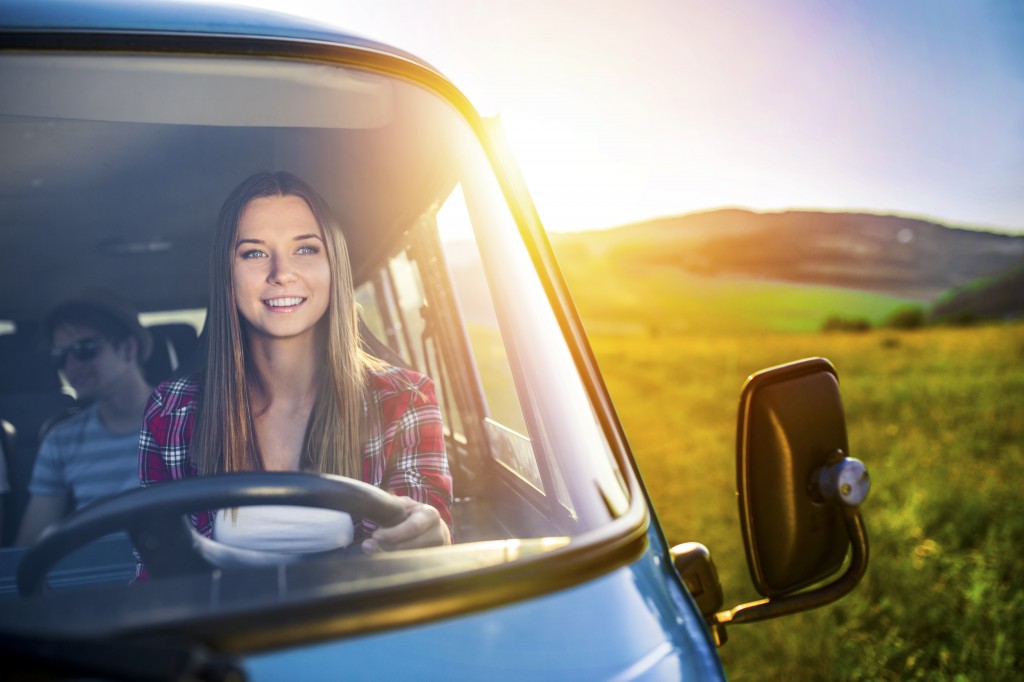 woman driving a van