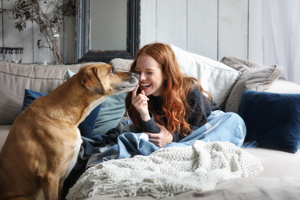 woman and her dog