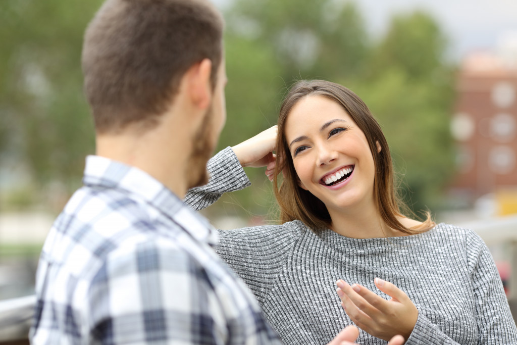 two people talking to each other